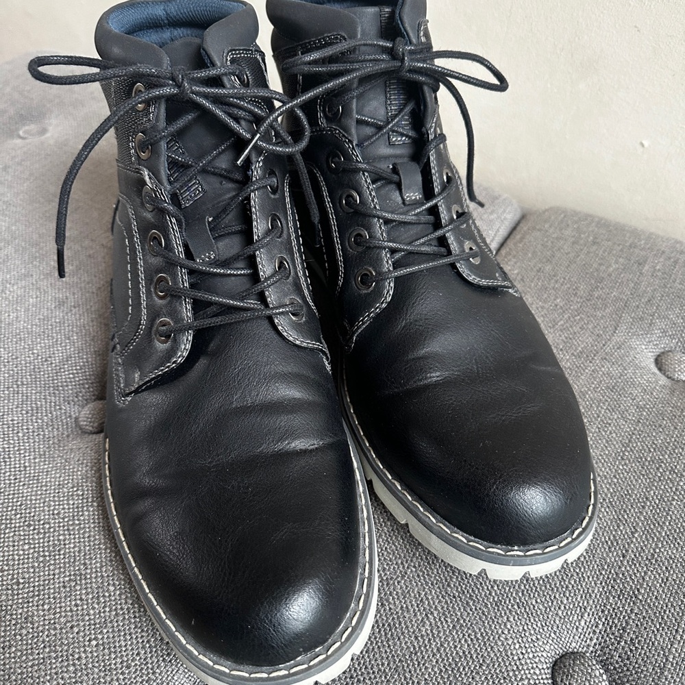 Kohl's Black Combat Boots with Lace-Up Design